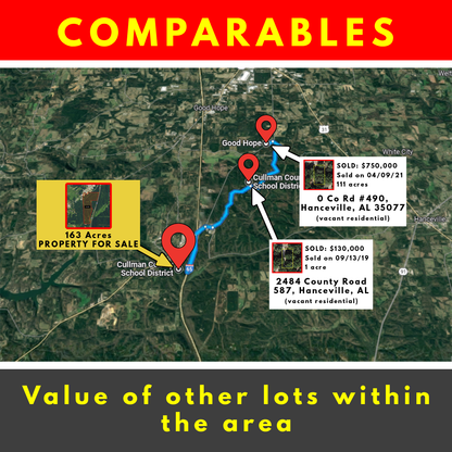 SURE WIN! Achieve Financial Freedom in this 163 Acres Lot in Cullman, AL, Sits between Birminham & Huntsville, Perfect for Real Estate Development & Recreational Spot, Endless Possibilities!